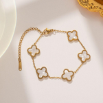 Temperamento dvipusė nerūdijančio plieno apyrankė juoda/kevalų spalvos keturlapių dobilų Lucky Rose Gold apyrankė Eleganti&scaron;ka