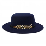 X4019 suaugusiems skirtos plok&scaron;čios vilnos &bdquo;Fedora&ldquo; kepurės &bdquo;Canotier&ldquo; skrybėlė plataus kra&scaron;to madinga &bdquo;Boater&ldquo; vilnos kepurė plok&scaron;čia vir&scaron;ūne Adjust tamsiai mėlyna