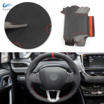 Automobilių priedai Vairo dangtis perforuota odinė apdaila Peugeot 208 2008 2014 2015 2016 2017 2018 raudona linija raudona