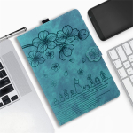 Palangės katės ir vy&scaron;nių žiedų ra&scaron;tas Reljefinis Procesas Dizainas Odinis plan&scaron;etinių kompiuterių dėklas, skirtas iPad/Samsung Tab/Amazon/Lenovo/Xiaomi Samsung Galaxy Tab A9