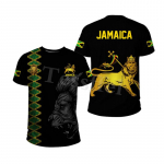 Tessffel Jamaica Lion Emblem Vasaros mados 3D Spausdinti Vir&scaron;utiniai mar&scaron;kinėliai Vyri&scaron;ki moteri&scaron;ki mar&scaron;kinėliai trumpomis rankovėmis Streetwear Style-4 L