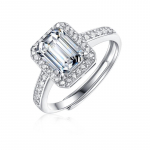 Bague Ringen S925 Sidabrinis rinkinys 1ct/2ct Square Moissanite Princess Moterų mados dovanų gyvas žiedas papuo&scaron;alai