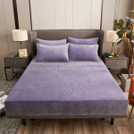 HOT 9 spalvų aksominis karalienės/king patalynės užvalkalas su žieminiu čiužinio užvalkalu, neslystantis 2 atskiros lovos be pagalvės užvalkalo Bed sheet (150x200x25cm) &scaron;viesiai violetinė spalva