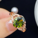 POMOiii Naujo temperamento ovalo formos žalios spalvos atidarymo žiedai moterims cirkonio sužadėtuvių vakarėliui, puiki, puo&scaron;ni papuo&scaron;alai Adjustable Opening žalia