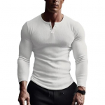 Vyri&scaron;ki pavasario rudens mar&scaron;kinėliai vir&scaron;us sagomis V formos i&scaron;kirptė ilgomis rankovėmis vienspalvis kvėpuojantis vir&scaron;us fitneso mar&scaron;kinėliai drabužiai 2XL