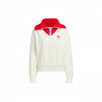 Adidas Originals x Feifei Ruan Bendradarbiavimo apvalios apykaklės vir&scaron;us su logotipų derinimu ir laisvu kirpimu Moteri&scaron;kas džemperis Dramblio kaulo spalvos JE1606 S