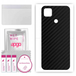 apgo Protective Skin Sticker for the back compatible with Xiaomi Redmi 9 Activ, Wrap Film, Foil, Vinyl - Pattern Carbon Black