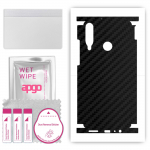 apgo Protective Skin Sticker for the back+sides compatible with Huawei Y6p, Full Wrap Film, Foil, Vinyl - Pattern Carbon Black