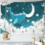 Svajonių banginių gobelenas, pakabinamas ant sienos animacinis filmas Kawaii hipių menas Tapiz Boho vaikų kambarys mergaičių bendrabučio namų dekoras 400x220cm
