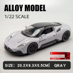 1/22 mastelio Maserati MC20 sportinio automobilio modelis su garsu ir &scaron;viesa, atitraukiamas lydinio modelis, lietas modelinis automobilis vaikams, žaislas, dovana 1/22-Size:20.2*9.3*5.5cm pilka