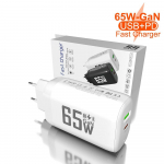 65W GaN USB Type C įkroviklis Greitas įkroviklis PD 45W QC3.0 USB C Type C greitas įkroviklis skirtas Macbook ne&scaron;iojamam kompiuteriui IPAD plan&scaron;etiniam kompiuteriui iPhone 15 Samsung EUplug balta