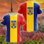 Rumunijos nacionalinė vėliava 3d spausdinti mar&scaron;kinėliai vyrams Naujos mados rumuni&scaron;ko ra&scaron;to mar&scaron;kinėliai trumpomis rankovėmis Streetwear Unisex Tops Camisetas L
