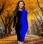 Ilgomis rankovėmis, liemeniu aptempta biuro suknelė, plonai prigludusi, dviejų atspalvių sujungiama spauda eleganti&scaron;ka kūno sudėjimo suknelė XS geltona