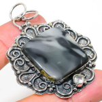 Ocean Fume Agate, Topaz 925 Sterling Silver Jewelry Pendant 2.52 p1j90