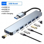 7 viename USB 3.0 &scaron;akotuvas USB C tipo C &scaron;akotuvas į USB SD TF adapteris 5Gbps greitaeigis tramvajų tipas C prijungimo stotis, skirta asmeniniam kompiuteriui / ne&scaron;iojamiesiems kompiuteriams / &bdquo;MacBook Pro&ldquo; usb