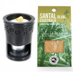 Br&ucirc;le-parfum en pierre noire + Santal Blanc &agrave; br&ucirc;ler juoda