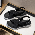 Moteri&scaron;ki kasdieniai sandalai, sandalai su nuožulniu kulnu, 2024 m. nauji, madingi Flyknit, patogūs, lengvi, sportiniai paplūdimio sandalai, moteri&scaron;ki batai 36 mėlyna