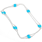 Blue Chalcedony handmade 925 Sterling Silver Jewelry Necklace 36 o4r25