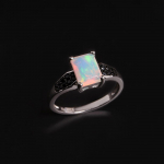 925 prabos sidabras Spalvingas spalio mėnesio gimtadienio akmuo Natūralus opalas Žiedas eleganti&scaron;kas kilnus moteri&scaron;kas jubiliejinis ir &scaron;ventinis dovanas US RING SIZE:10# balta