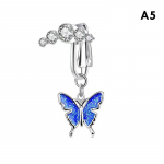 Netikras bambos žiedas su kabančiais drugelio, &scaron;irdies, mėnulio, segtuko formos bambos žiedai be auskarų vėrimo A3