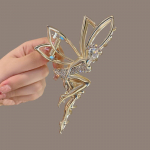 1vnt Kalnų kri&scaron;tolas Elf Metalinė plaukų letenėlė moterims Krabų segtukas Plaukų segtukas Crystal Pearl Plaukų aksesuarai Blizgūs Barrette galvos apdangalai papuo&scaron;alai Dovanos 1PCS sidabras