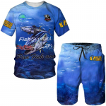 Summer Fishing Battle Camo 3D Print Vyri&scaron;ki mar&scaron;kinėlių rinkiniai Harajuku madingi mar&scaron;kinėliai &scaron;ortai dviejų dalių rinkinys laisvalaikio megztinis sportinis kostiumas S