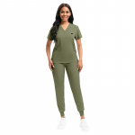 Stretch Scrubs Moterų rinkinys Slaugos uniformos Klinikinių &scaron;veitimų rinkinys Slaugytoja Dulkėms atsparus Darbo Drabužiai Medicininiai &scaron;veitikliai Top+ Jogger Pants L