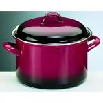 IBILI - Tiesus puodas su dangčiu Volcan, 20 cm, Emaliuotas plienas, Tinka indukcijai juoda