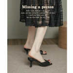 Natūrali oda Auk&scaron;takulniai Moteri&scaron;ka mada Karvės odos Auk&scaron;takulniai &Scaron;lepetės Moterims Vasariniai Lauko Sandalai Moteri&scaron;ki Batai Moteri&scaron;ki Batai 34 juoda