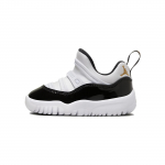 Air Jordan 11 Retro Little Flex TD Dėkingumas / Lemiamas momentas Kūdikių sportbačiai Balta Juoda Metalinė-Auksinė BQ7102-170 26