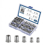 Nut kit 1/4 -20UNC 8-32UNC 10-24UNC 3/8 -16UNC 5/16 -18UNC 138Pcs Stainless Steel 304 Finish Flat Head Rivnut Threaded Insert Nut Knurled Body One Size sidabras