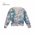 Women's Wool Blend Printed Round Neck Pullover L
