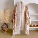 Siuvinėti &Scaron;aliai Moteri&scaron;ki Dizainerių Moterims Žieminis &Scaron;alikas Pashmina Gėlė Bufandas Foulard &Scaron;iltas Pončas Apklotai Kelioniniai Stoliai 55x170cm brown