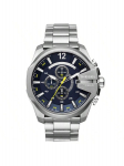 Diesel Vyri&scaron;kas kvarcinis chronografo laikrodis, 51 mm ciferblatas, nerūdijančio plieno apyrankė, tinkamas oficialioms progoms DZ4465 sidabras/mėlyna