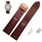 Krokodilo odos dirželis Cartier Solo Tank Londonui Tikra oda Juoda Ruda Vyrams Moterims Laikrodžio dirželis 16mm 18mm 20mm 22mm 24mm 25mm brown