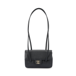 Chanel 26p Auksinė etiketė Dvigubas C logotipas Ilga rankena Tekstūruotas blizgus ver&scaron;io oda Su auksiniais metaliniais rankenomis Peties rankinė Mini Moteri&scaron;ka Juoda Basic+Dust Bag juoda