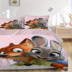 3 vnt. Zootopia Nick & Judy spausdintas pledų komplektas, mink&scaron;tas ir patogus pledo užvalkalas miegamojo, svečių kambario patalynės komplektas S102 135x200cm