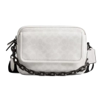 Coach Charter 24 Magnetinis Užsegamas Ki&scaron;enė Signature Dengtas Drobės Ir Ver&scaron;io Odos Crossbody Rankinė Vidutinė Vyri&scaron;ka Crossbody Rankinė Balta CR712-XTP Basic Set (Bag+Dust Bag)