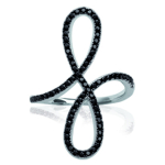 Bague Argent 'Sissi' noir (infini) argent&eacute; rhodi&eacute; - 30x7 mm