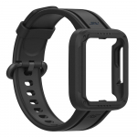 Silikoninis dirželis skirtas Xiaomi Redmi Watch 2 Lite/Horloge 2/Mi Watch Lite apyrankės laikrodžio apyrankė Xiaomi Poco laikrodžio apyrankei + dėklui juoda