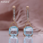 PATAYA rožinio aukso spalvos itali&scaron;ki Craft &scaron;viesiai mėlyni dirbtinio cirkonio auskarai