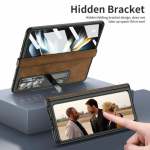 Stovo laikiklis visi&scaron;kai apsaugotas odinis dėklas, skirtas Samsung Galaxy Z Fold4 Fold 3 Fold3 Fold 4 5g Zfold4 grūdinto stiklo plėvelės dėklai for Samsung Z Fold 3 raudona