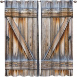 Kaimi&scaron;kos medinės užtemdytos užuolaidos Vintažinės tvarto durys kaimo sodybos langų užuolaidos miegamojo svetainei Auk&scaron;tas &scaron;e&scaron;ėliavimas W53.5 X H160cm X 2