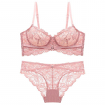 Itin plonų prancūzi&scaron;kų nėrinių apatinio trikotažo rinkinys Sexy Bandage Push Up Liemenėlė Moterų siuvinėjimas Didelio dydžio liemenėlė tu&scaron;čiaviduris kvėpuojantis apatinis trikotažas 75B rožinė