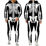 Helovino Cosplay Skeleton Splanchna 3D All Over Print Užtrauktuku sportiniai kostiumai Vyri&scaron;ki kelnės su gobtuvu 2 vnt. rinkinys Streetwear kostiumai