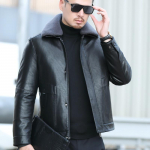 Nauja vyri&scaron;ka striukė, odinė pūkinė striukė, balta ančių pūkų pripildyta laisvalaikio žieminė avikailio vienspalvė atvartė Storas paltas XXXXL