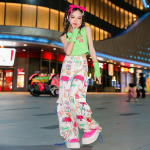 Hip Hop Girls Crop Top Animaciniai filmukai Kroviniai Kelnės Vaiki&scaron;ki Bėgiotojai Gatvės apranga Drabužių komplektai Vaikams Saldus gatvės &scaron;okių Džiazo kostiumas