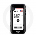 Coque iphone XS billet d'avion new york