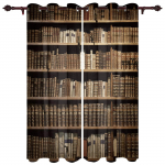 Senovinės bibliotekos knygų užuolaidos svetainei &Scaron;iuolaikinės virtuvės užuolaidos Namų miegamojo langų apdorojimo žaliuzės 70W x 100H(cm) x2