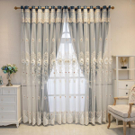 Namų dekoras Dvisluoksnės tamsios užuolaidos svetainei Europos reljefinės gėlės perlais i&scaron;siuvinėtos tiulio užuolaidos 2PC W210cm x L270cm